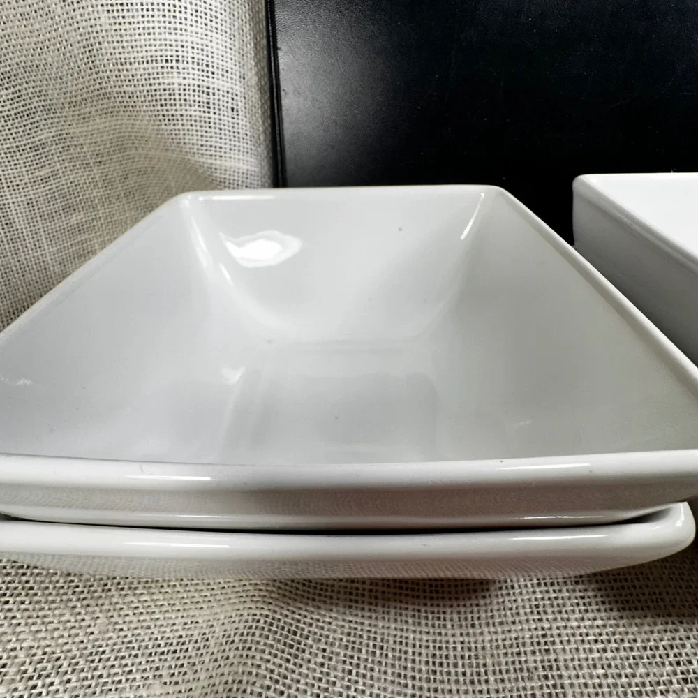 Target Home Threshold White Square Porcelain Cereal Soup Bowls Set of 4 6.25in
